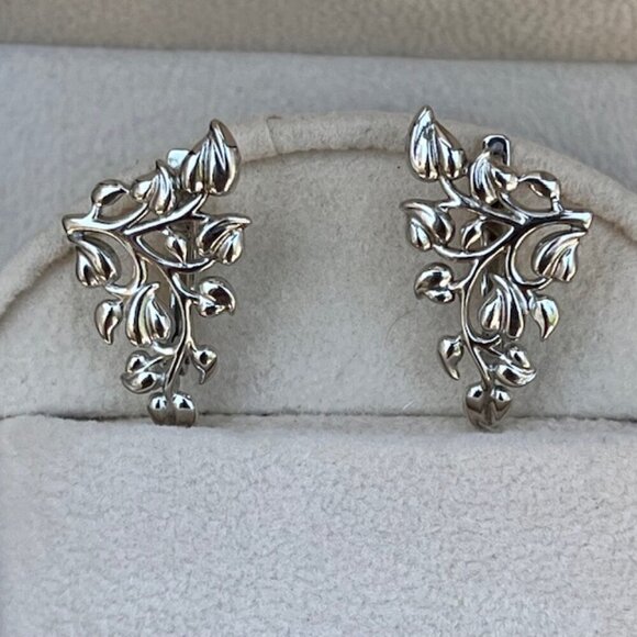 Unbranded Jewelry - 925 Sterling Silver Leaf Vine English Lock Earrings Women's 10mm x 5mm